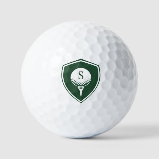 Personalized Modern Golfer Green Initial Monogram ゴルフボール (正面)