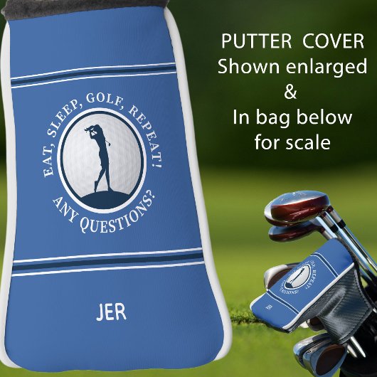 Personalized Modern Golfer Monogrammed Blue Ladies ゴルフヘッドカバー