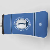 Personalized Modern Golfer Monogrammed Blue Ladies ゴルフヘッドカバー (正面)