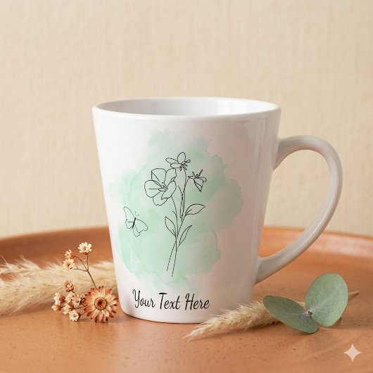 Personalized Modern Green Watercolor Coffee Mug カフェラテマグ