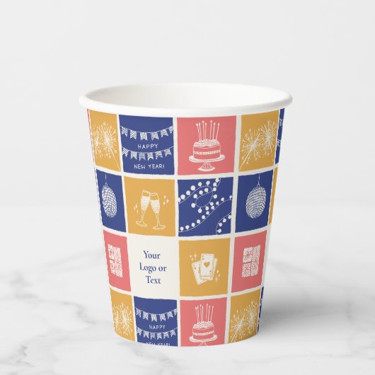 Personalized Modern Hand-Drawn Colorful New Year 紙コップ (正面)