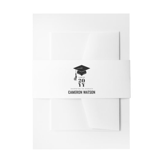 Personalized Modern Hat and Tassel Graduation 招待状ベリーバンド (正面例)