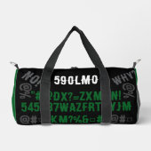 Personalized modern letters Black Green Trendy ダッフルバッグ (正面)