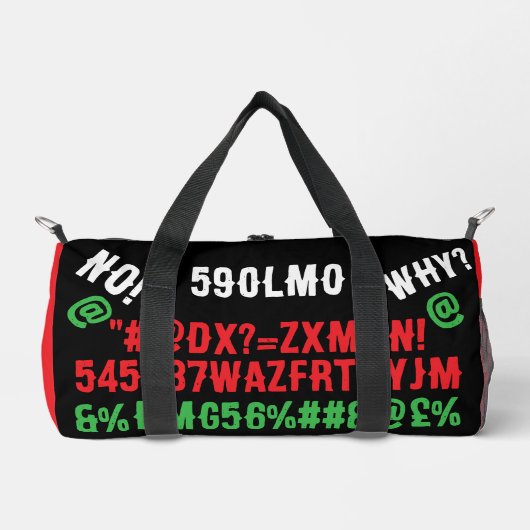 Personalized modern letters Red Black Green Teens ダッフルバッグ (正面)