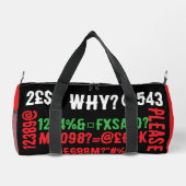 Personalized modern letters Red Black Green Teens ダッフルバッグ (裏面)