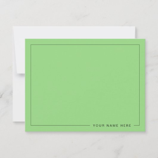 Personalized Modern Light Green Flat Note Card ノートカード (正面)
