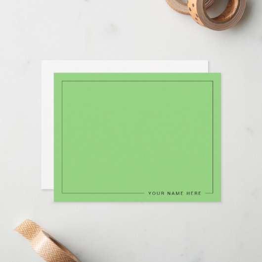 Personalized Modern Light Green Flat Note Card ノートカード (正面/裏面インサイチュ)