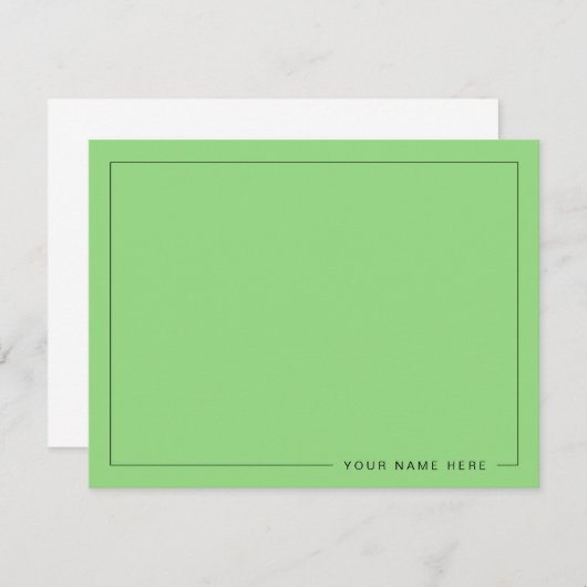 Personalized Modern Light Green Flat Note Card ノートカード (正面/裏面)