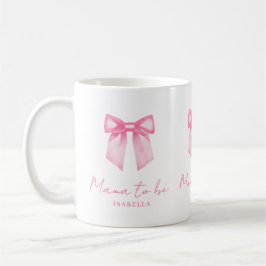 Personalized Modern Mama To Be Pink Bow Mug コーヒーマグカップ