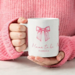 Personalized Modern Mama To Be Pink Bow Mug コーヒーマグカップ