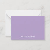 Personalized Modern Minimal Lavender Name  ノートカード (裏面)