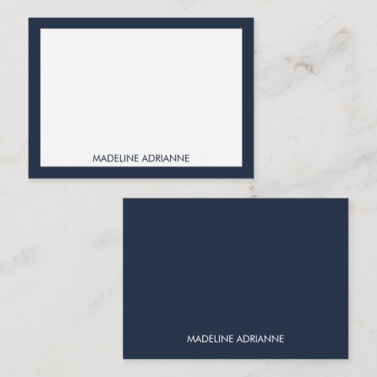 Personalized Modern Minimal Navy Name  ノートカード (正面/裏面)