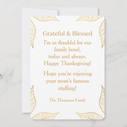 Personalized Modern Minimalist Thanksgiving シーズンカード (正面)