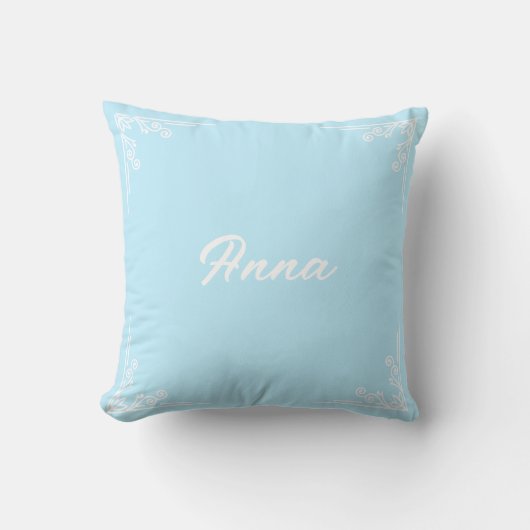 Personalized Modern Pastel Blue Typography Name クッション (正面)