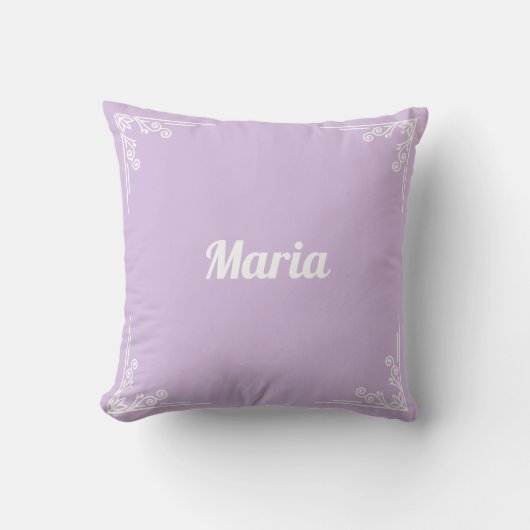Personalized Modern Pastel Purple Typography Name クッション (正面)
