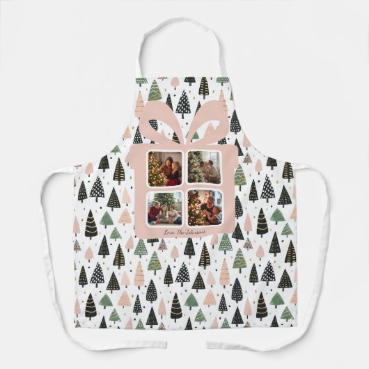 Personalized Modern Pink Christmas  エプロン (正面)