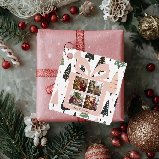 Personalized Modern Pink Christmas Gift Box フェイバータグ