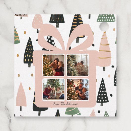Personalized Modern Pink Christmas Gift Box フェイバータグ (裏面)