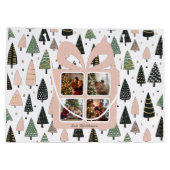 Personalized Modern Pink Christmas Photo Gift Bag ラージペーパーバッグ (裏面)