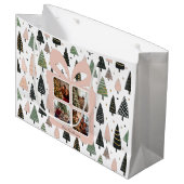 Personalized Modern Pink Christmas Photo Gift Bag ラージペーパーバッグ (正面アングル)