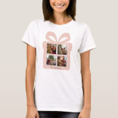 Personalized Modern Pink Christmas Photo Gift Box Tシャツ (正面)