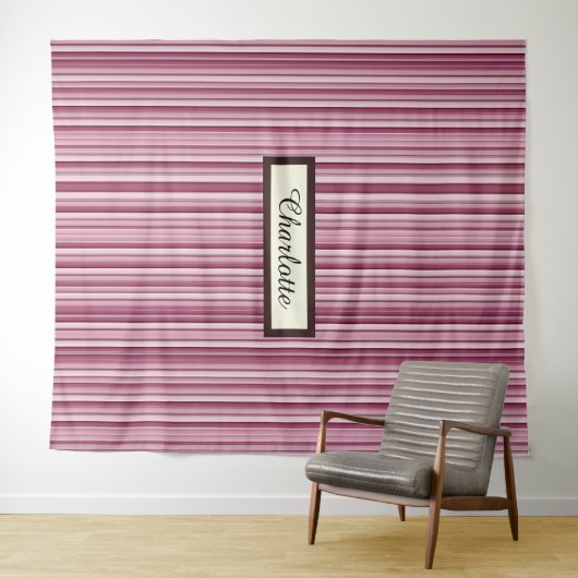 Personalized Modern Pink Mauve Vertical Stripes   タペストリー (インサイチュ(横))