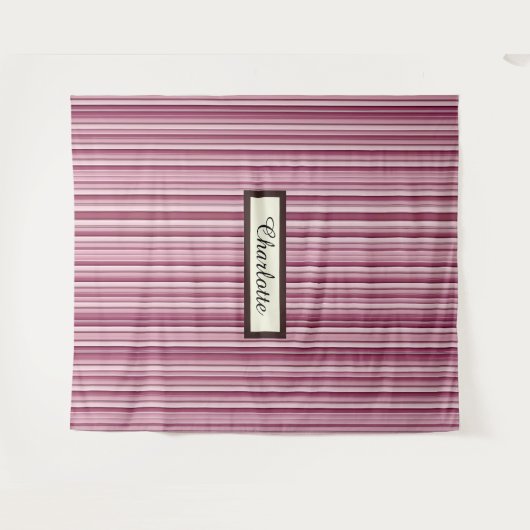 Personalized Modern Pink Mauve Vertical Stripes   タペストリー (正面(横))