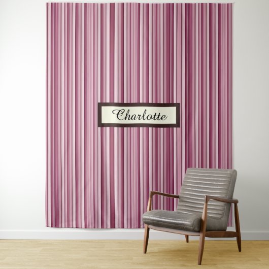 Personalized Modern Pink Mauve Vertical Stripes   タペストリー (インサイチュ)