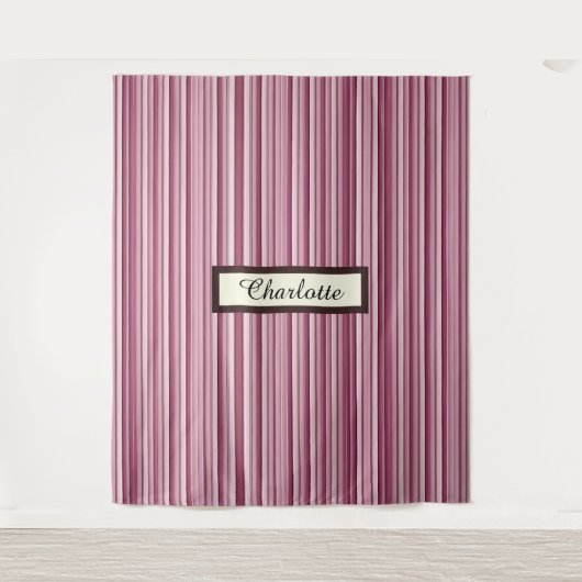 Personalized Modern Pink Mauve Vertical Stripes   タペストリー (正面)