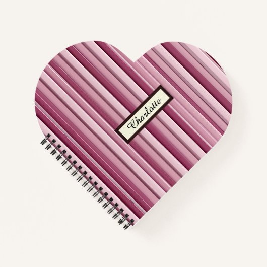 Personalized Modern Pink Mauve Vertical Stripes  ノートブック (正面)