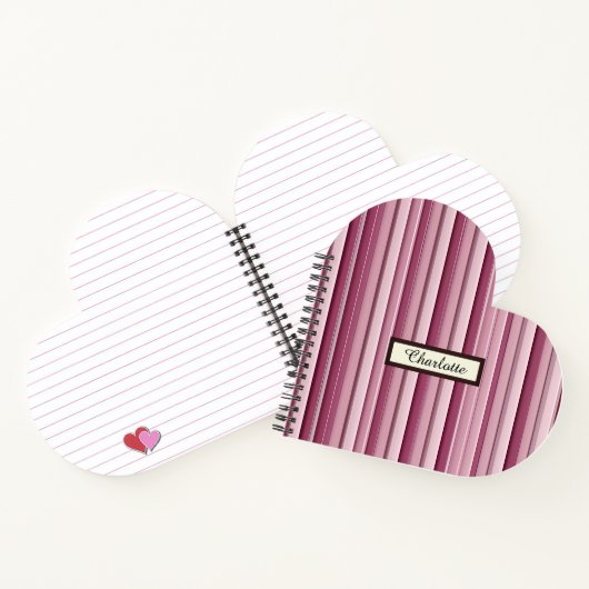 Personalized Modern Pink Mauve Vertical Stripes  ノートブック (内部)