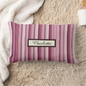 Personalized Modern Pink Mauve Vertical Stripes ランバークッション (ブランケット)