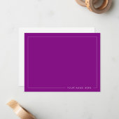 Personalized Modern Purple Flat Note Card ノートカード (正面/裏面インサイチュ)
