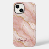 Personalized Modern Rose Quartz Marble Gold Case-Mate iPhoneケース (裏面)