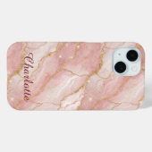 Personalized Modern Rose Quartz Marble Gold Case-Mate iPhoneケース (裏面 (横))