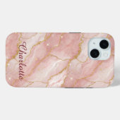 Personalized Modern Rose Quartz Marble Gold Case-Mate iPhoneケース (裏面 (横))
