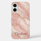 Personalized Modern Rose Quartz Marble Gold Case-Mate iPhoneケース (裏面)