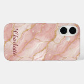 Personalized Modern Rose Quartz Marble Gold Case-Mate iPhoneケース (裏面 (横))