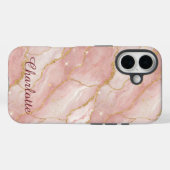 Personalized Modern Rose Quartz Marble Gold Case-Mate iPhoneケース (裏面 (横))