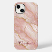 Personalized Modern Rose Quartz Marble Gold Case-Mate iPhoneケース (裏面)