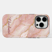 Personalized Modern Rose Quartz Marble Gold Case-Mate iPhoneケース (裏面 (横))