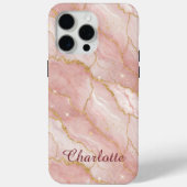 Personalized Modern Rose Quartz Marble Gold Case-Mate iPhoneケース (裏面)