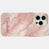Personalized Modern Rose Quartz Marble Gold Case-Mate iPhoneケース (裏面 (横))