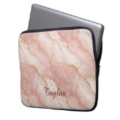 Personalized Modern Rose Quartz Marble Gold Glitte ラップトップスリーブ (正面左)