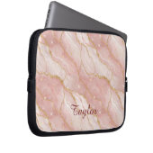 Personalized Modern Rose Quartz Marble Gold Glitte ラップトップスリーブ (正面右)