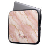 Personalized Modern Rose Quartz Marble Gold Glitte ラップトップスリーブ (正面左)