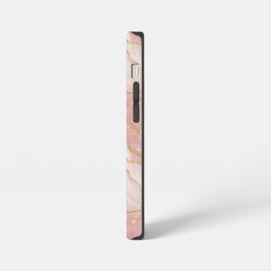 Personalized Modern Rose Quartz Marble Gold iPhoneケース (左側面)