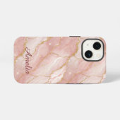 Personalized Modern Rose Quartz Marble Gold iPhoneケース (裏面横)