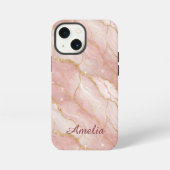 Personalized Modern Rose Quartz Marble Gold iPhoneケース (裏面)