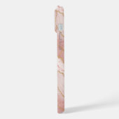 Personalized Modern Rose Quartz Marble Gold iPhoneケース (左側面)